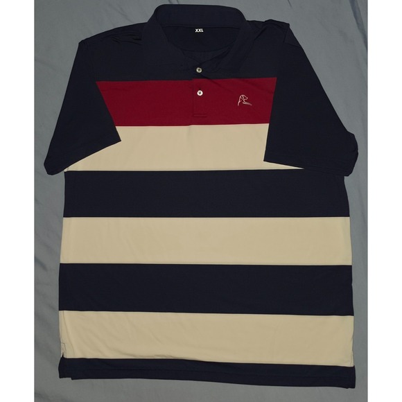 Rhoback Other - Rhoback Polo Shirt Mens 2XL‎ XXL Blue Striped Performance Golf Stretch Short Slv